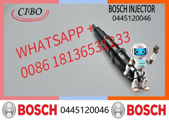 Buen precio Inyector de combustible diésel original Bosch 0445120046 Reemplazo para inyector Common Rail OEM, piezas de motor de excavadora, maquinaria de construcción, inyector nuevo original En línea